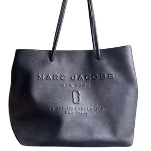 Marc Jacobs East West Logo Shopper Tote Black Leather